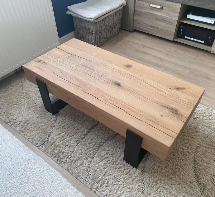 Table basse bois massif et pied métal à Allauch