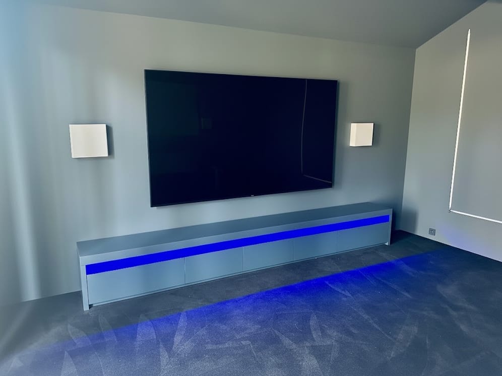 Meuble TV gris anthracite avec rétro éclairage bleu